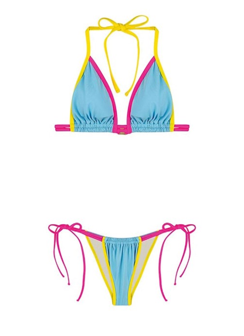 Neon Renkli Bağcıklı Üçgen Bikini